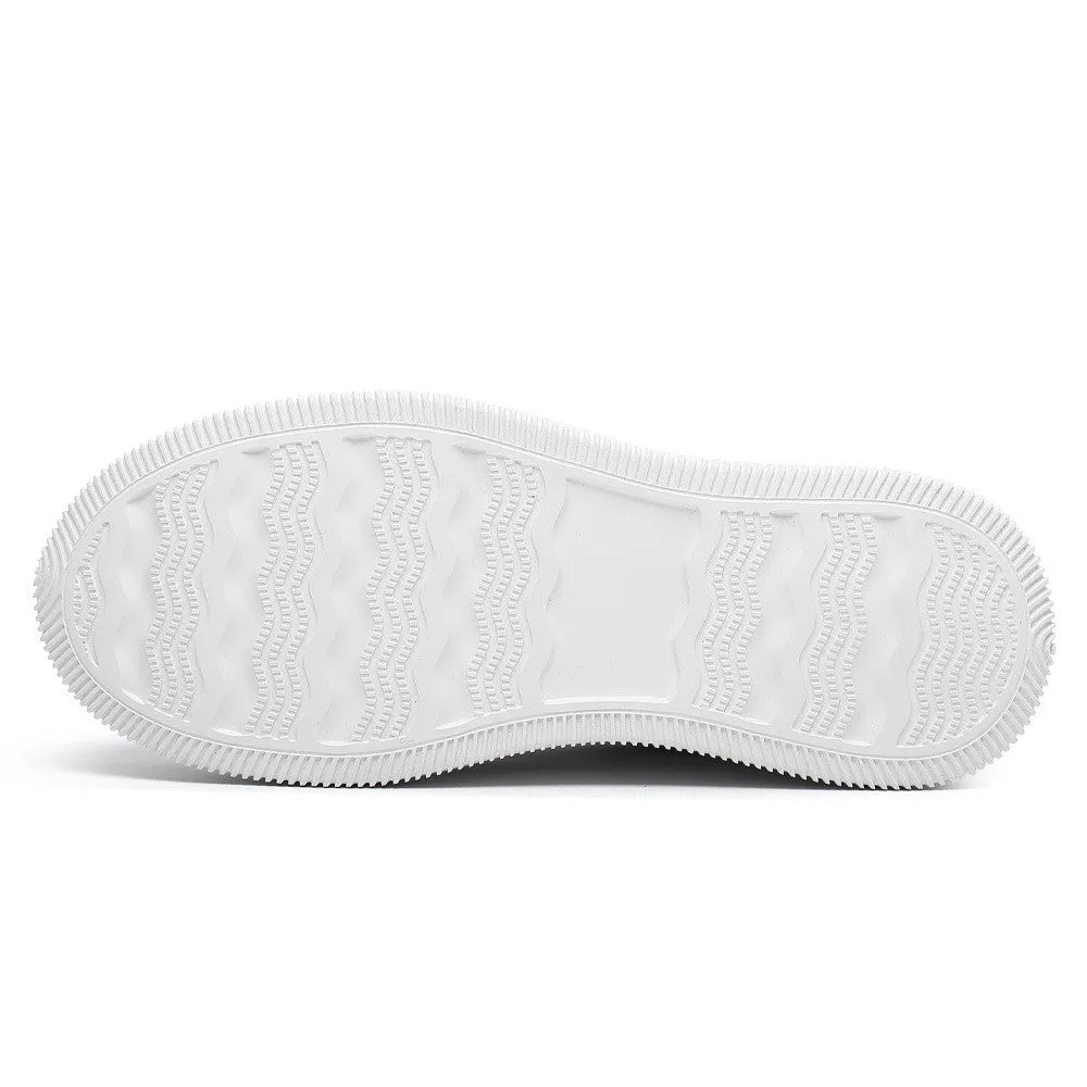 8 CM/3.15 Inches CMR CHAMARIPA White Leather Casual Elevator Sneakers for Women