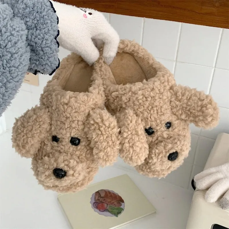 Animal's Face Fluffy Slippers For Home