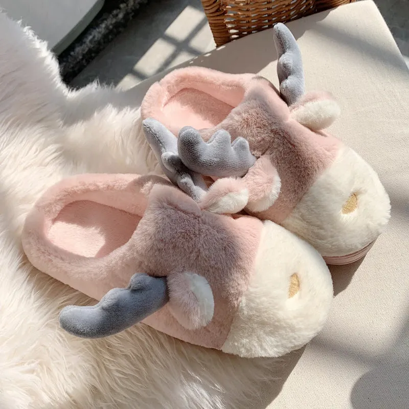 Animal's Face Fluffy Slippers For Home
