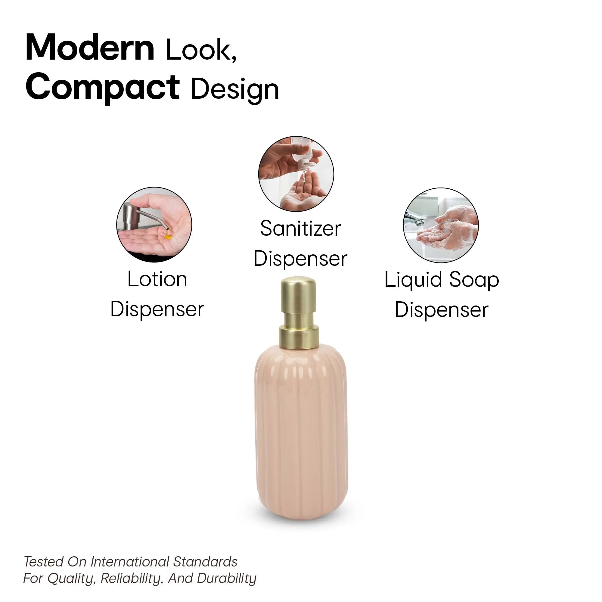 Anko Terrazo Liquid Soap Dispenser (400 mL) & Pink Ribbed Liquid Soap Dispenser (400 mL) Set for Bathroom | Rust-Proof, Leak-Proof, Easy to Clean | Stoneware Bathroom Sanitizer, Lotion