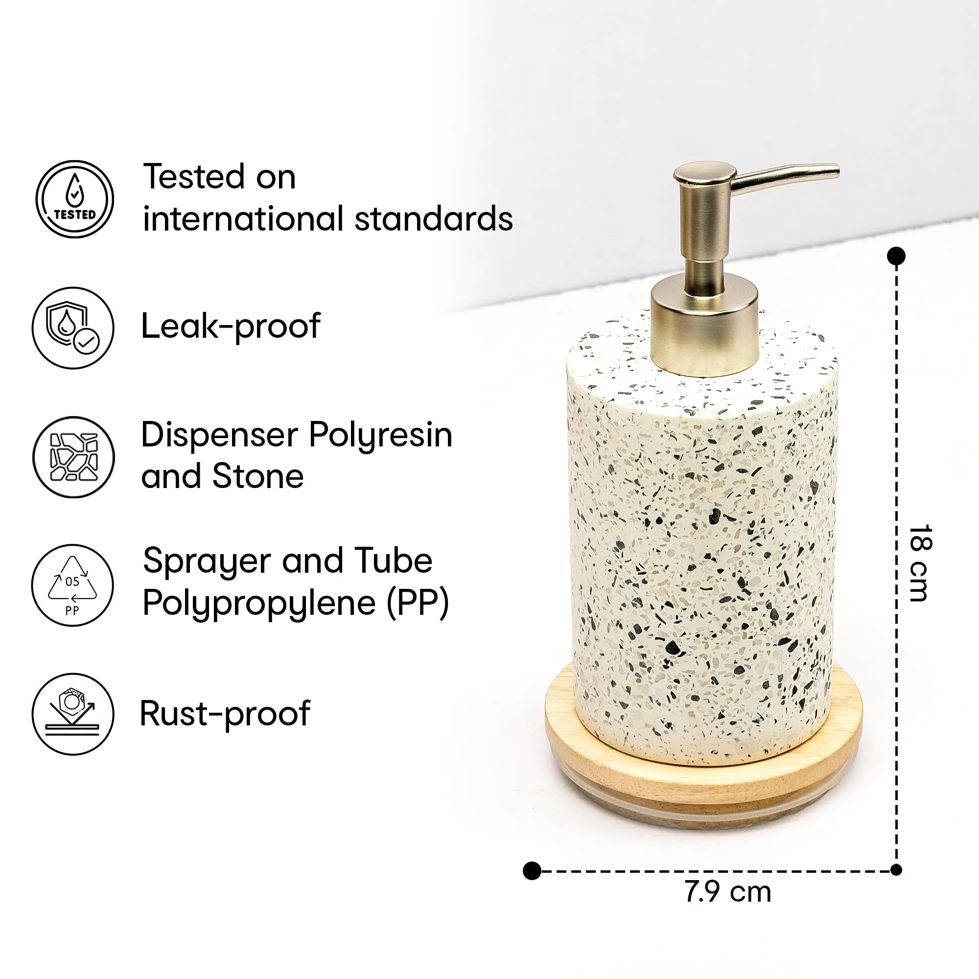 Anko Terrazo Liquid Soap Dispenser (400 mL) & Pink Ribbed Liquid Soap Dispenser (400 mL) Set for Bathroom | Rust-Proof, Leak-Proof, Easy to Clean | Stoneware Bathroom Sanitizer, Lotion