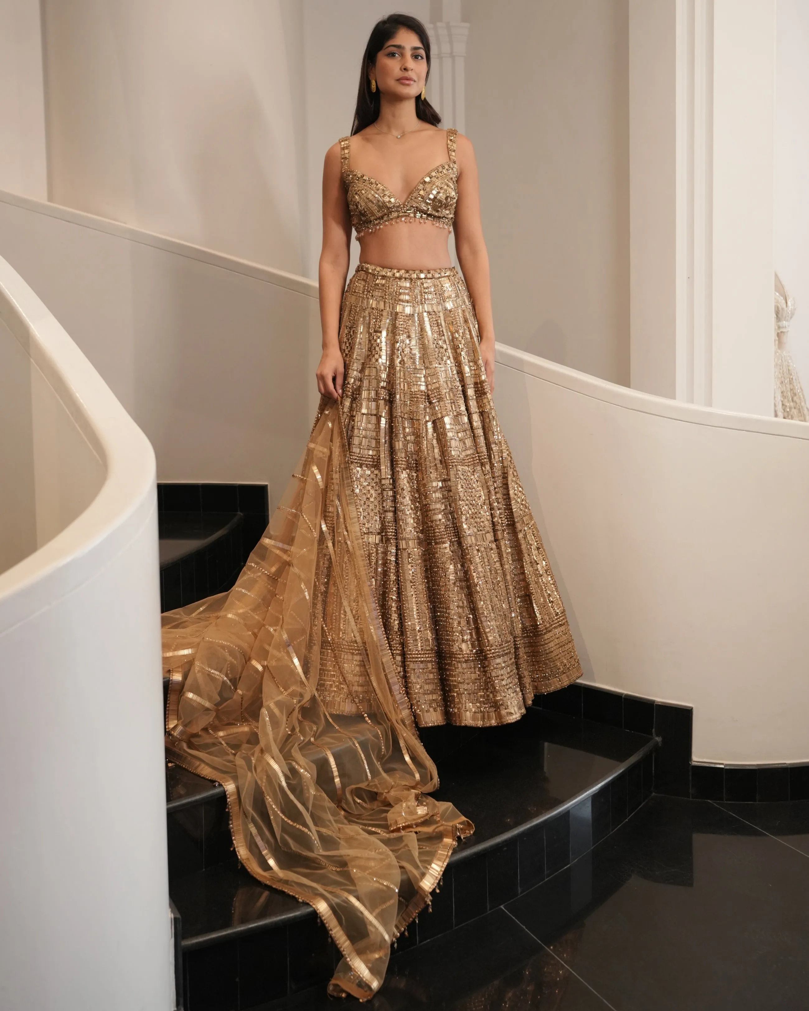 Antique Gold Embellished Lehenga Set