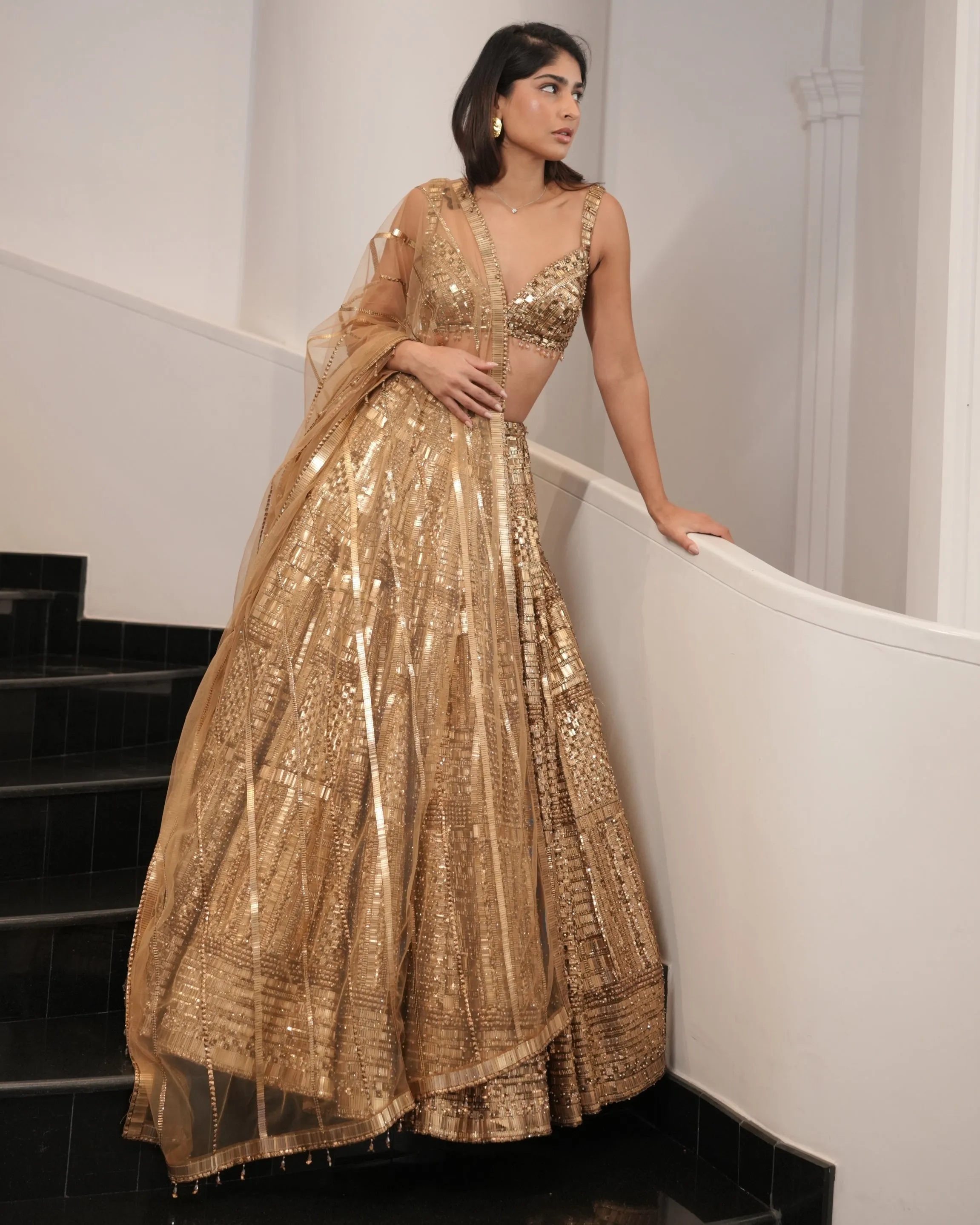 Antique Gold Embellished Lehenga Set