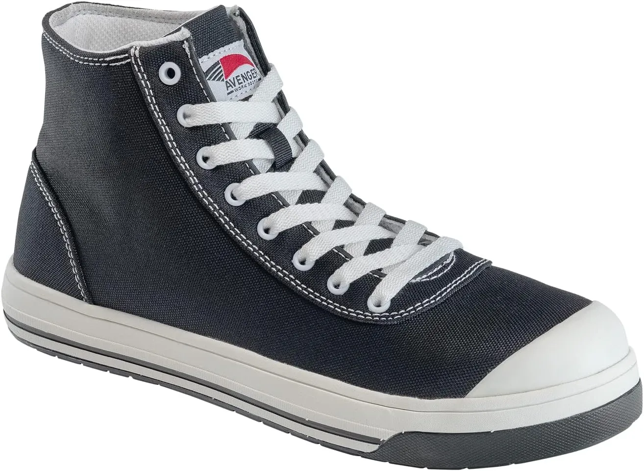 Avenger Work Boots Men's High-Top Industrial Shoe, Black/White, 9.5 Wide