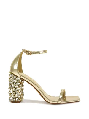 BERNELLE-GOLD RHINESTONE BLOCK HEELED SANDAL