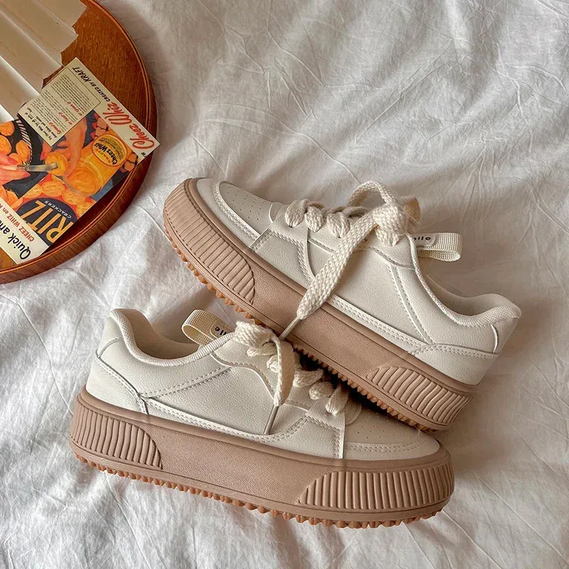 binfenxie  -  Brand Leather Sneakers Women 2024 Designer Woman Sneakers Lace Up White Casual Ladies Spring Autumn Flats Woman Vulcanized Shoes
