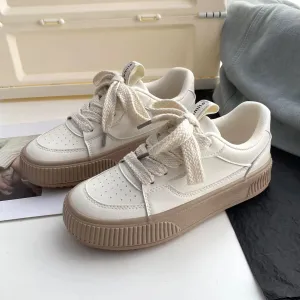 binfenxie  -  Brand Leather Sneakers Women 2024 Designer Woman Sneakers Lace Up White Casual Ladies Spring Autumn Flats Woman Vulcanized Shoes