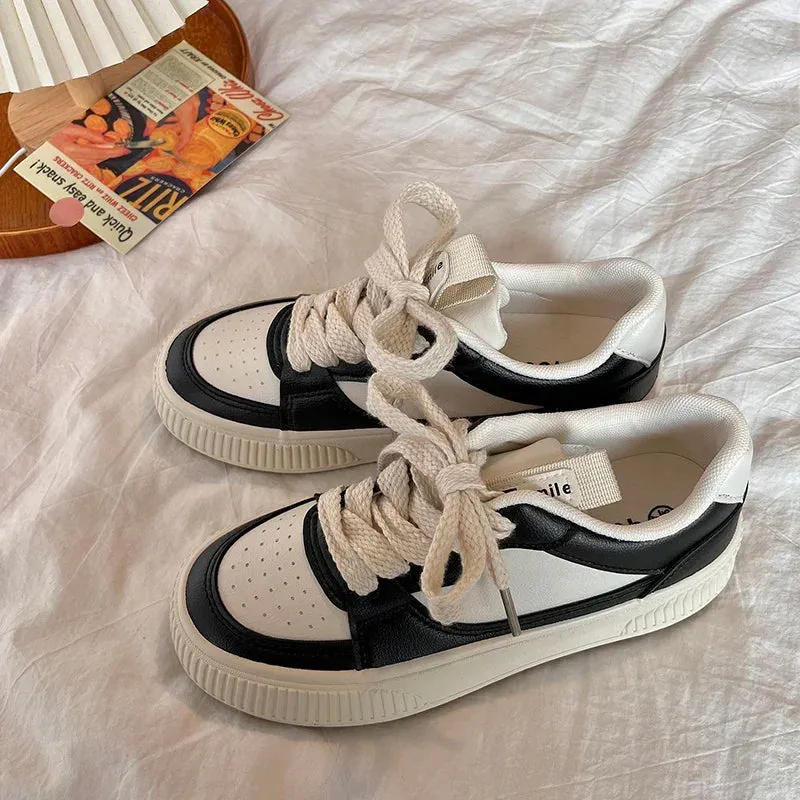 binfenxie  -  Brand Leather Sneakers Women 2024 Designer Woman Sneakers Lace Up White Casual Ladies Spring Autumn Flats Woman Vulcanized Shoes