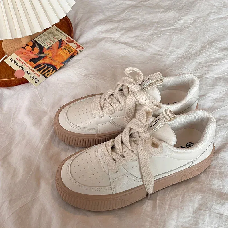 binfenxie  -  Brand Leather Sneakers Women 2024 Designer Woman Sneakers Lace Up White Casual Ladies Spring Autumn Flats Woman Vulcanized Shoes