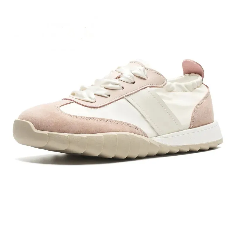 binfenxie  -  German Training Shoes Women 2024 Spring New Genuine Leather Ballet Girl Sneakers Casual Lace-up Forrest Gump Shoes Ladies