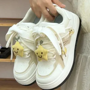 binfenxie  -  Kawaii Shoes Women White Platform Sneakers Tennis Female Flats Casual Spring Summer 2024 Vulcanize Cute Korean Footwear