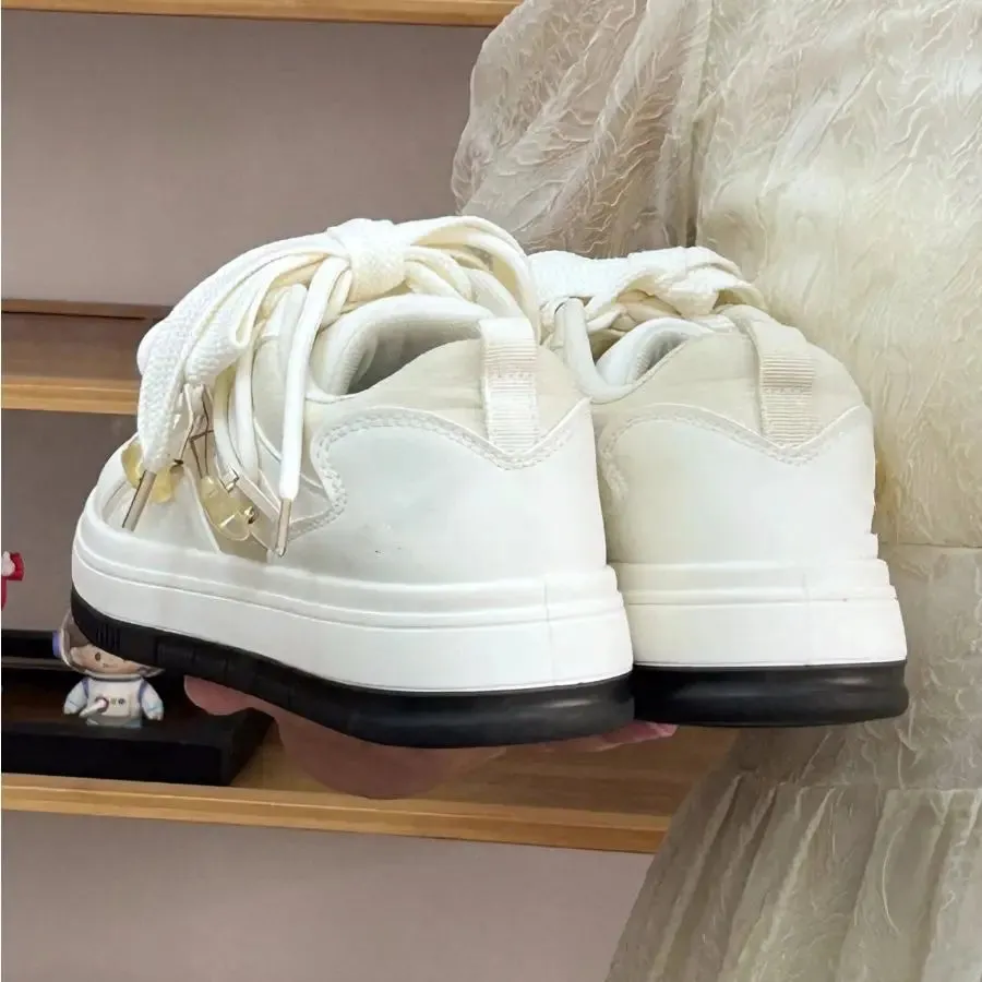 binfenxie  -  Kawaii Shoes Women White Platform Sneakers Tennis Female Flats Casual Spring Summer 2024 Vulcanize Cute Korean Footwear