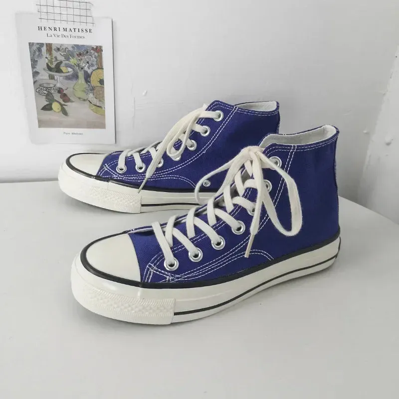 binfenxie  - Spring Autumn Solid Women shoes Vulcanize Canvas Women Sneakers High Top New Fashion Cute Warm Casual 24 colors Solid Lace-up