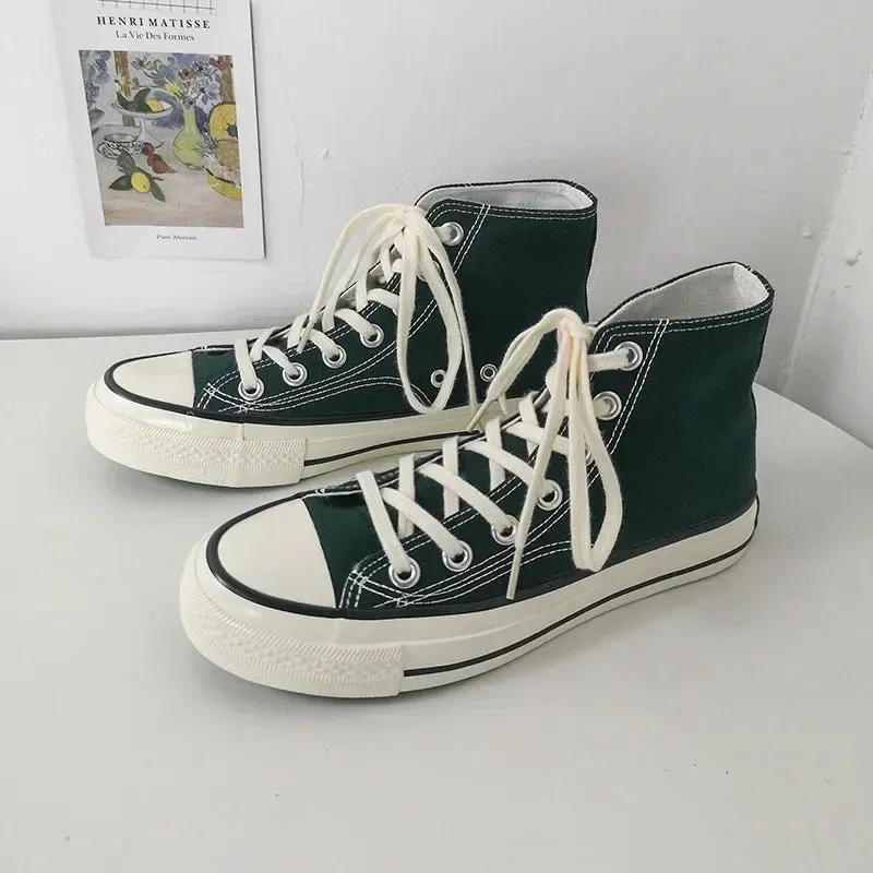 binfenxie  - Spring Autumn Solid Women shoes Vulcanize Canvas Women Sneakers High Top New Fashion Cute Warm Casual 24 colors Solid Lace-up