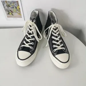 binfenxie  - Spring Autumn Solid Women shoes Vulcanize Canvas Women Sneakers High Top New Fashion Cute Warm Casual 24 colors Solid Lace-up