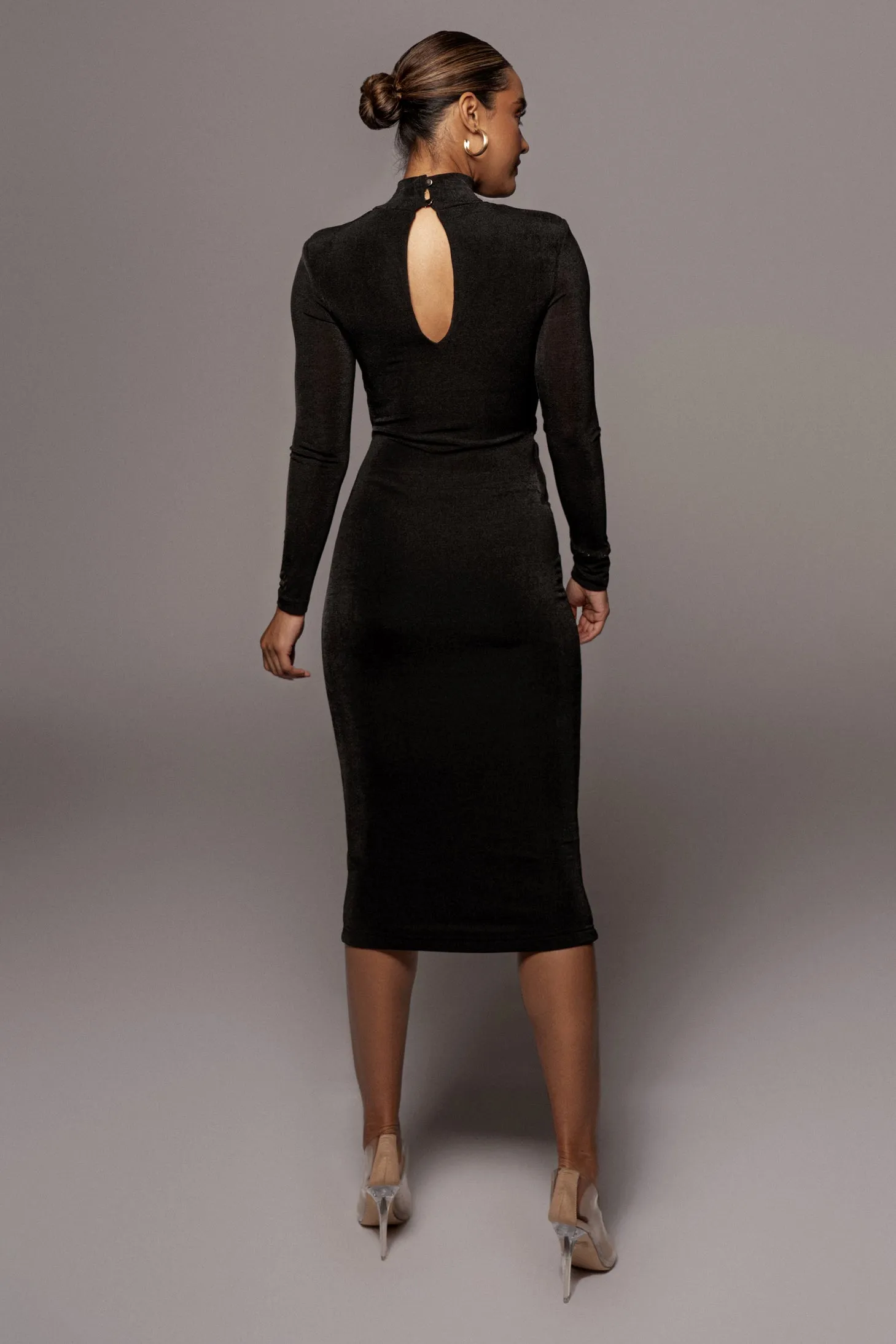 Black Kara Mock Neck Dress