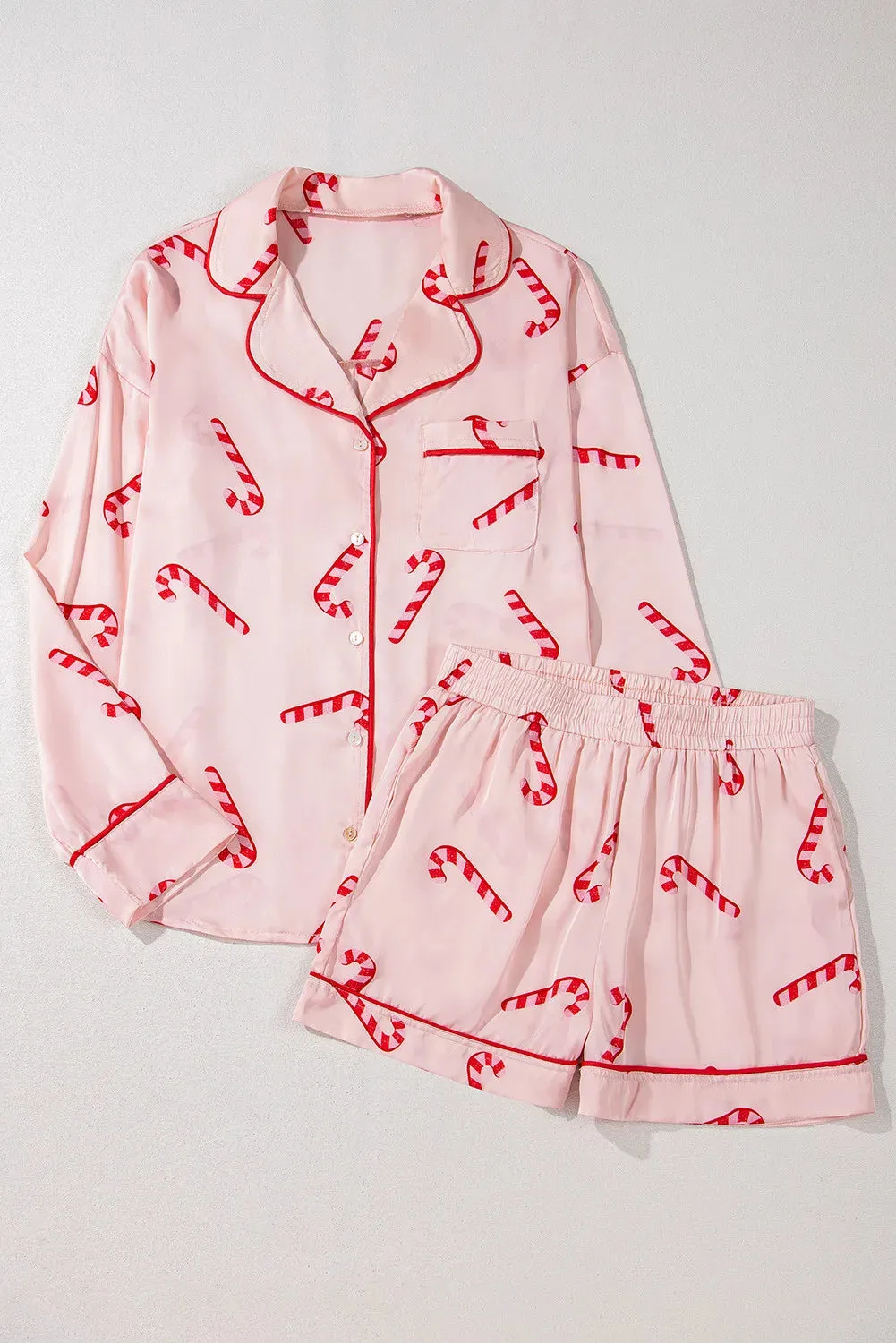 Candy Cane Printed Holiday Pajama Set