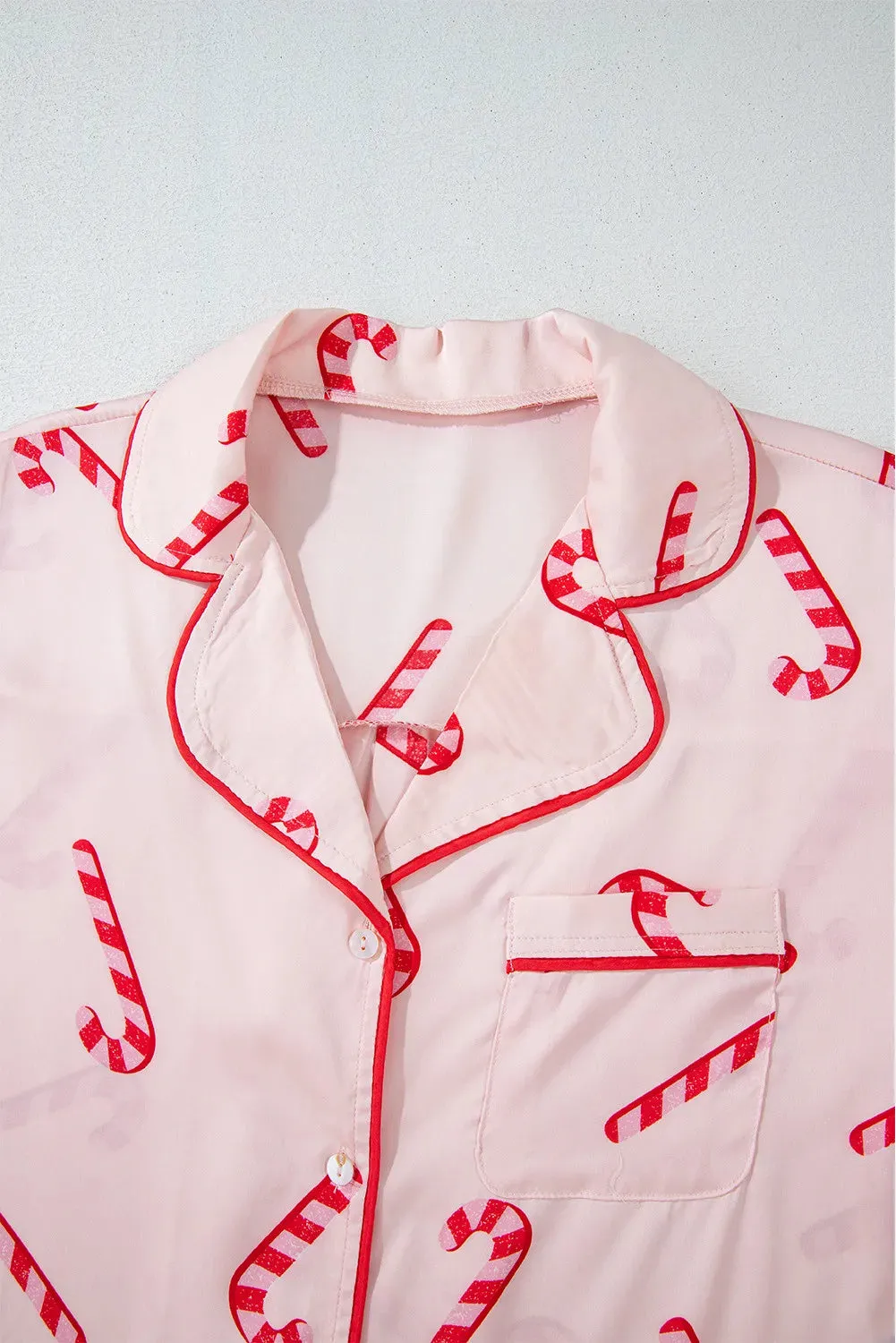 Candy Cane Printed Holiday Pajama Set