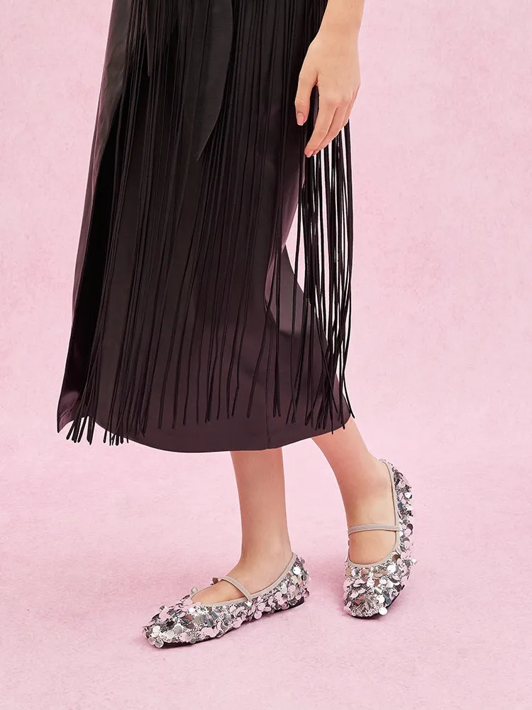 Christa Sequin Webbed Mary Janes