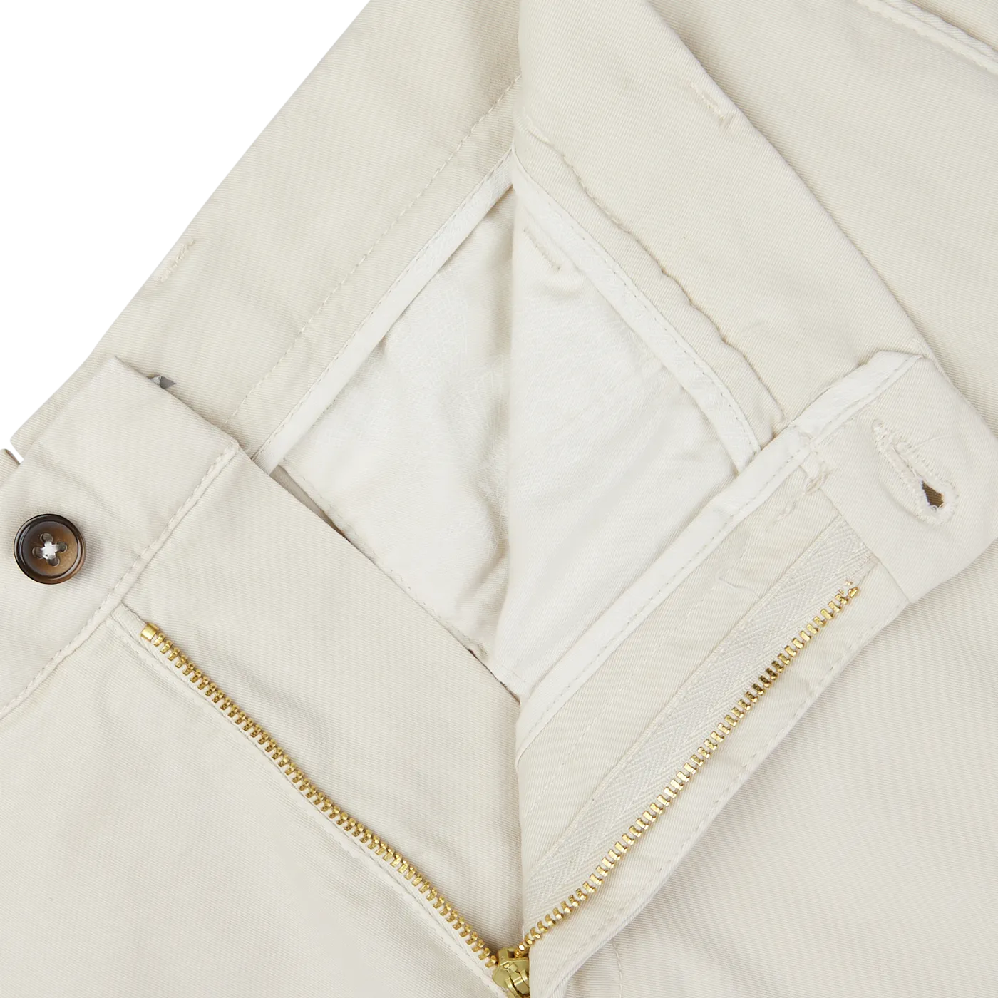 Cream Beige Cotton Blend Bermuda Shorts