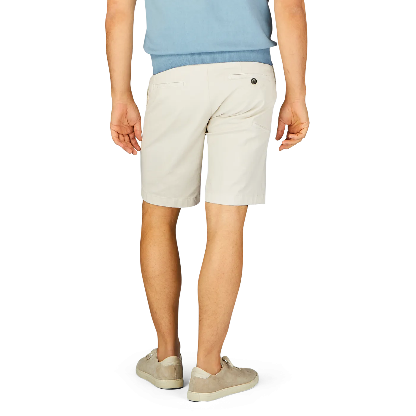 Cream Beige Cotton Blend Bermuda Shorts
