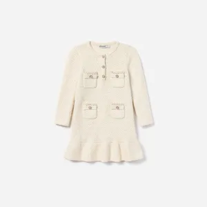 Cream Sequin Knit Dress
