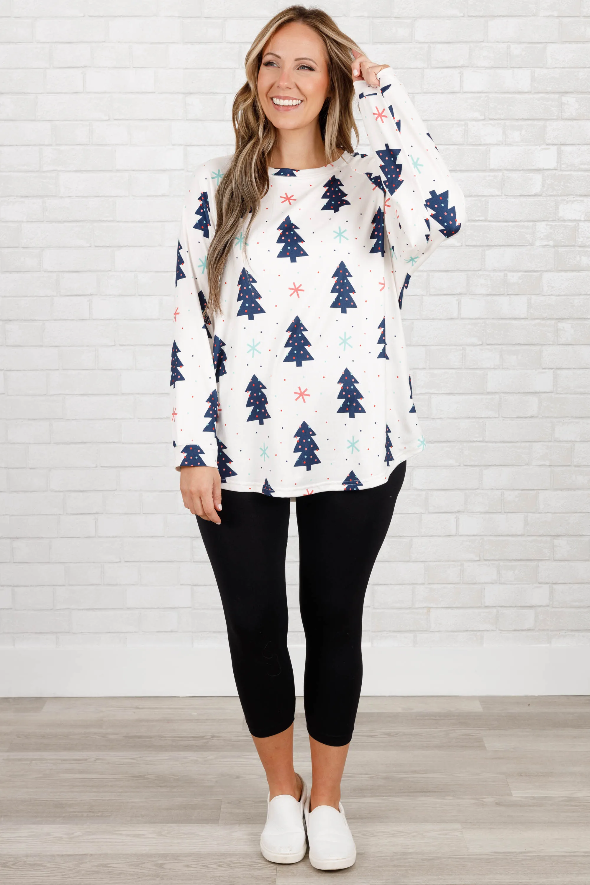 Curved Hem Slouchy Dolman Tunic, Feelin' Pine