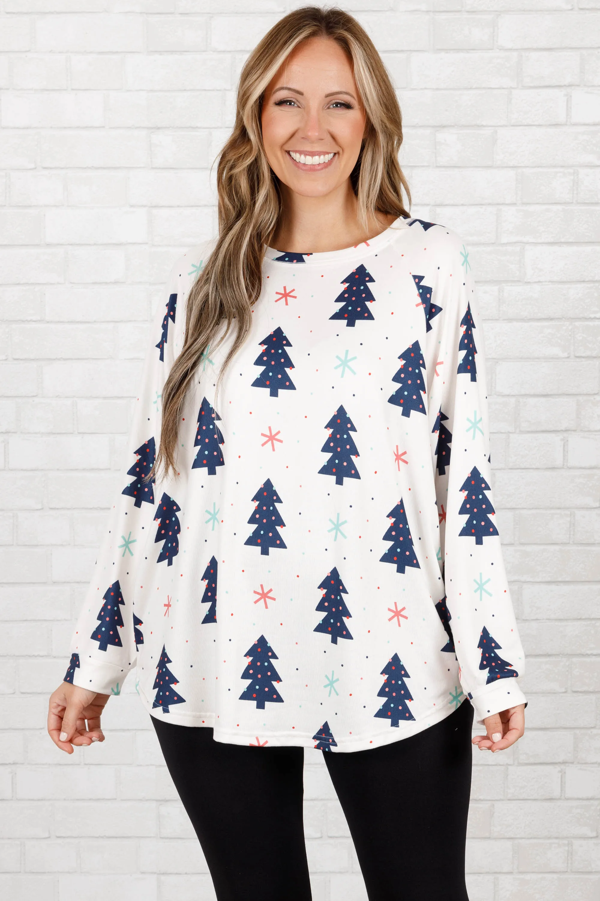 Curved Hem Slouchy Dolman Tunic, Feelin' Pine