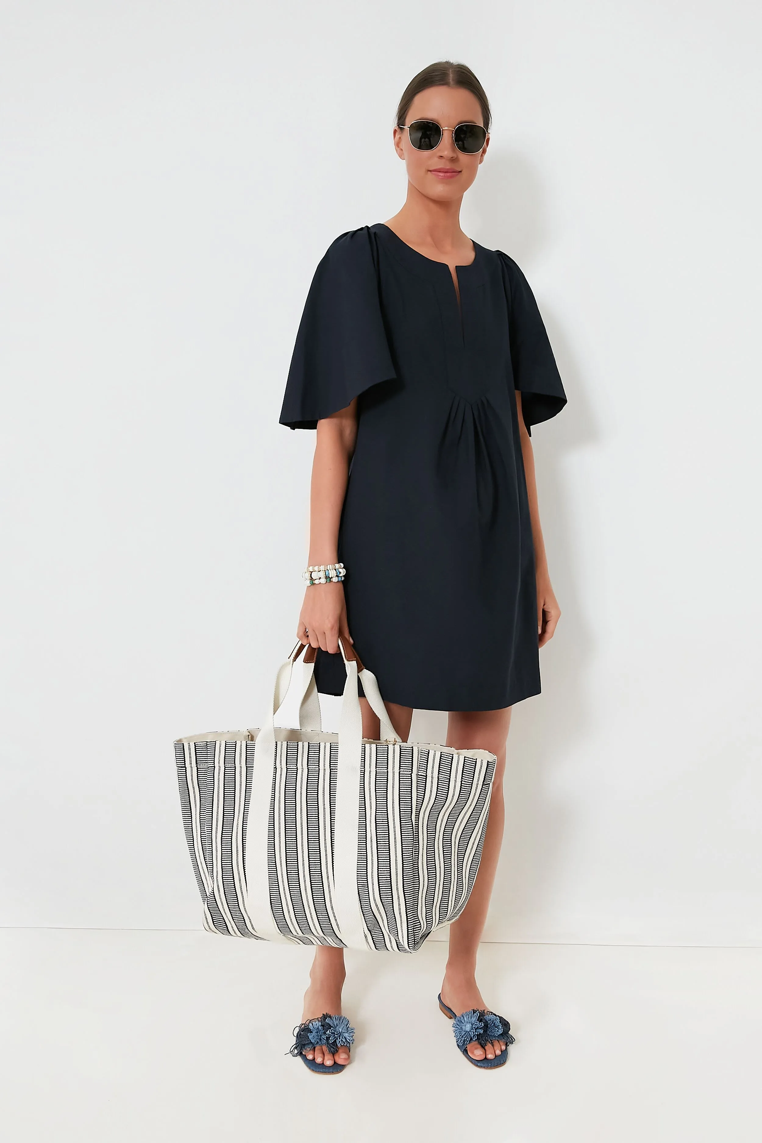 Deep Navy Finley Flutter Sleeve Dress