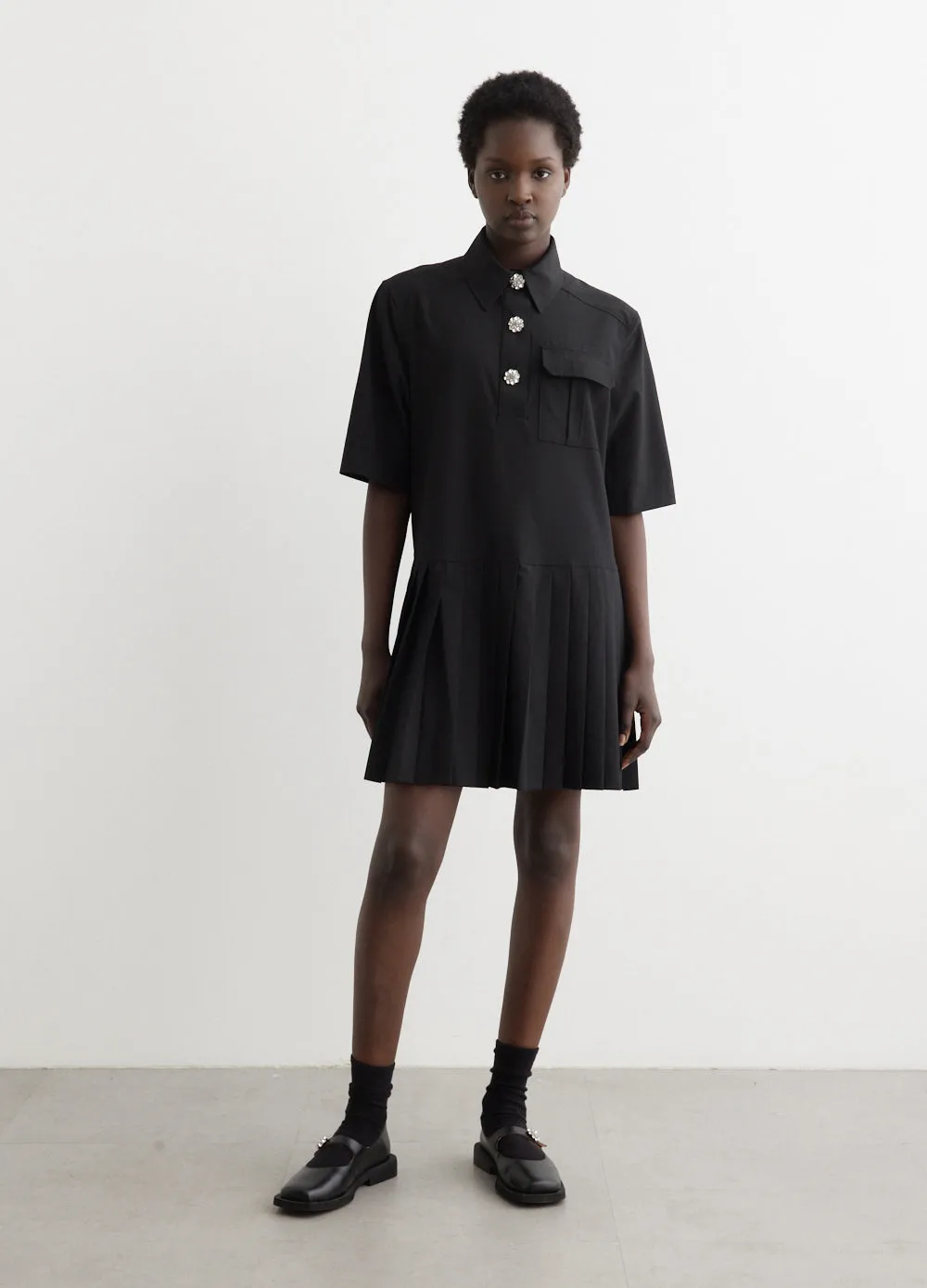 Drapey Melange Pleated Mini Dress