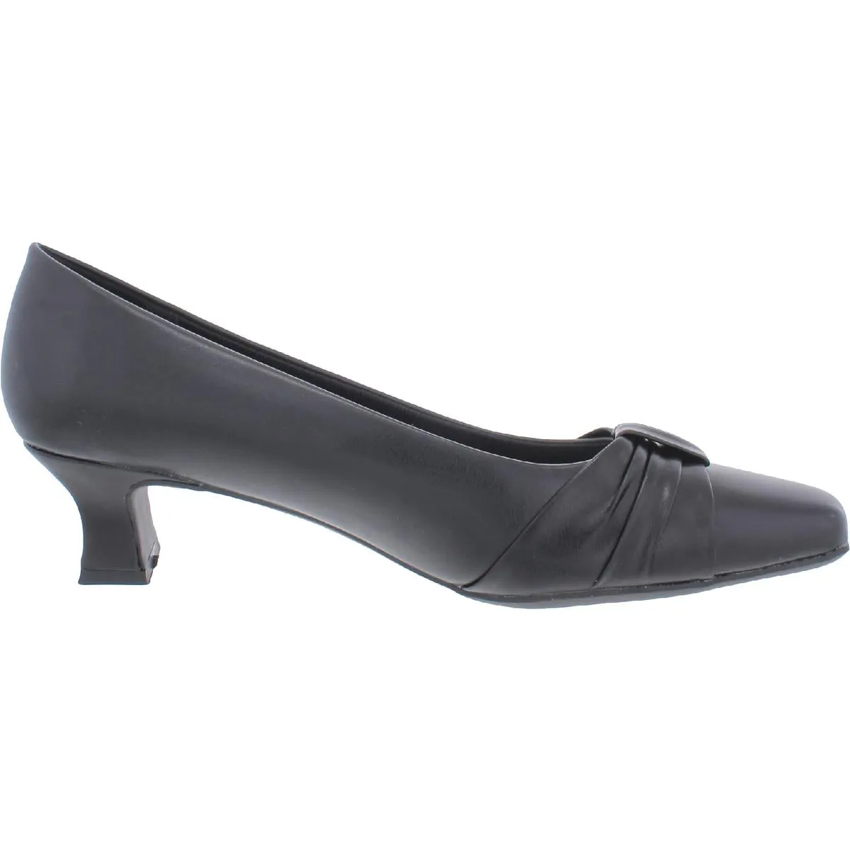 Easy Street Womens Waive Faux Leather Gathered Flats