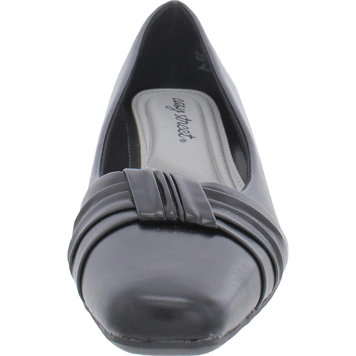 Easy Street Womens Waive Faux Leather Gathered Flats