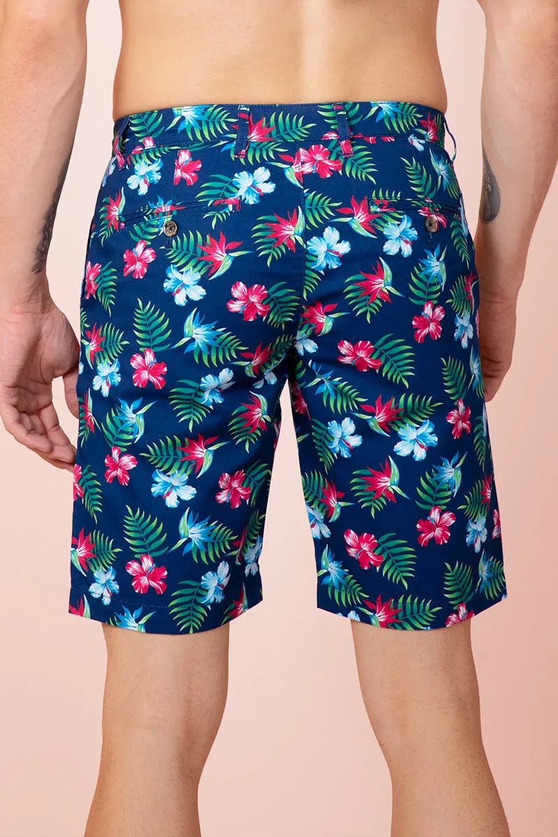 Exotic Hibiscus Navy Shorts