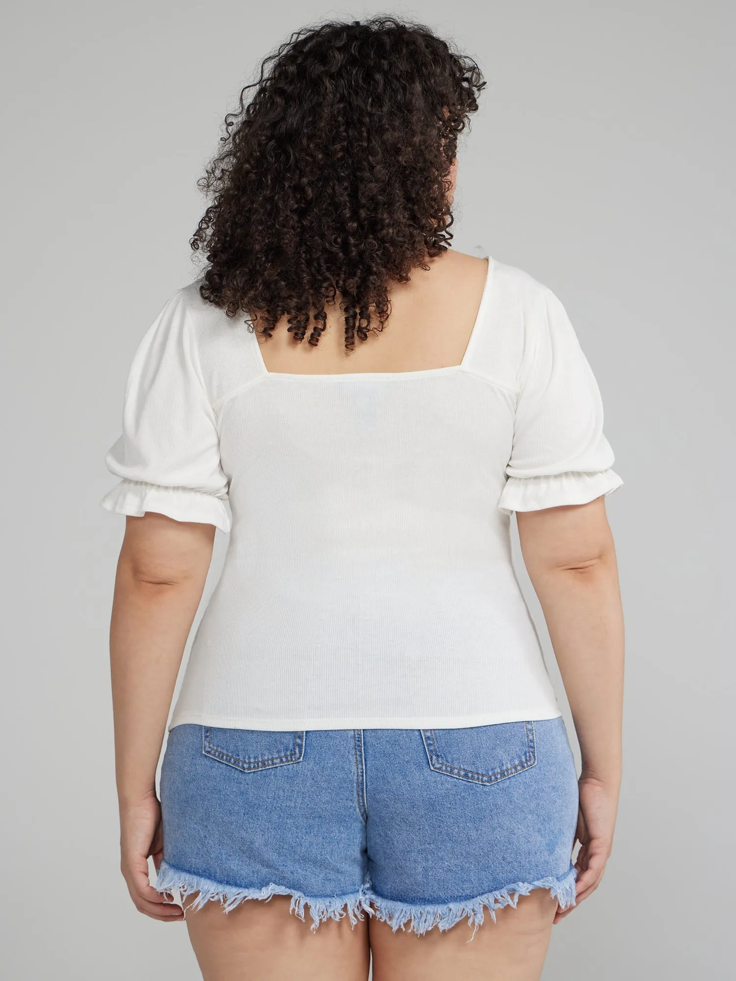 Fashion To Figure - Puff Sleeve Ruched Top