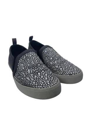 Gina Grey Leather & Crystal Embellished Satin Gioia Slip On Skate Sneakers Trainers UK 3 EU 36 
