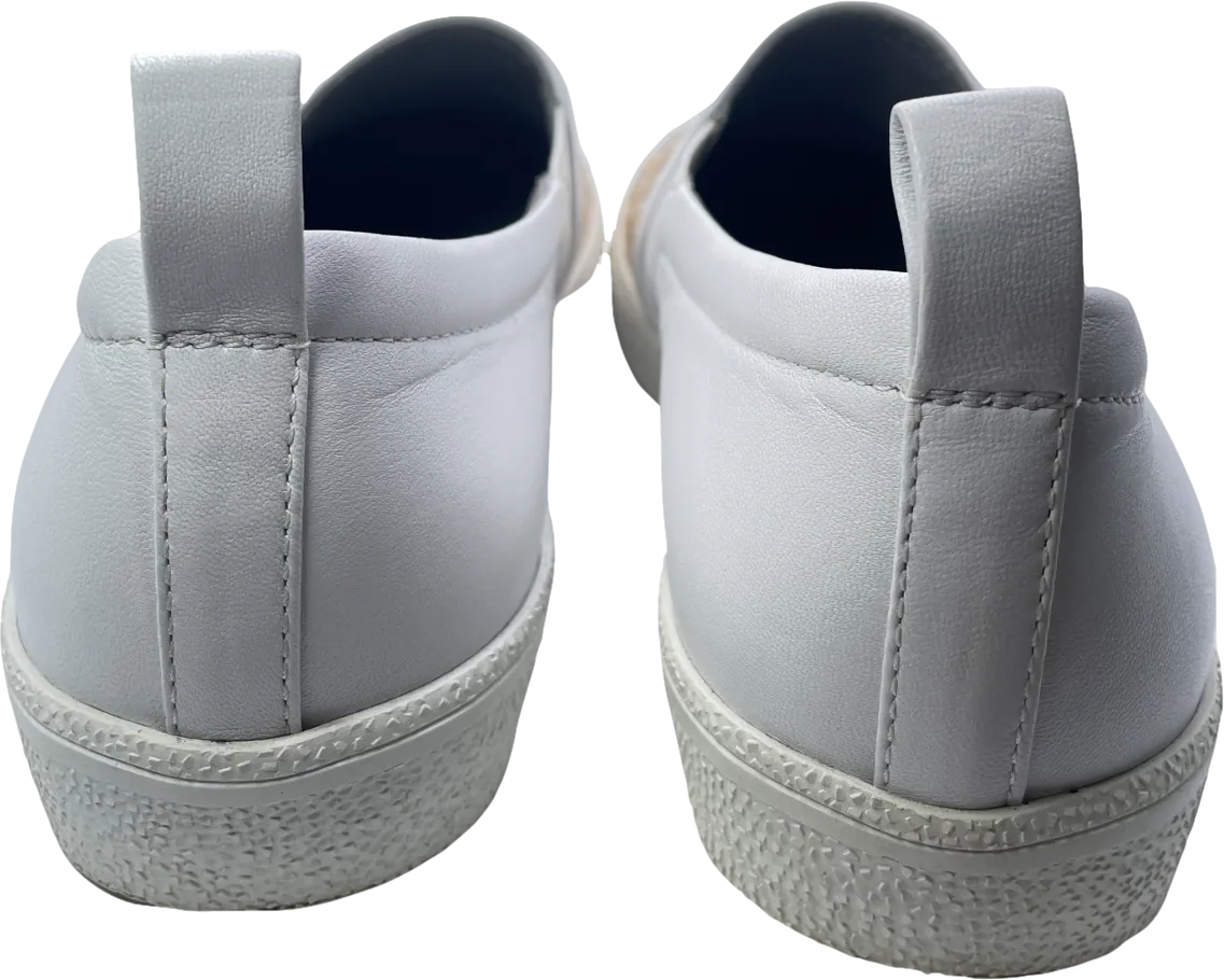 Gina White White/gold Leather & Crystal Embellished Satin Gioia Slip On Skate Sneakers Trainers UK 4 EU 37 
