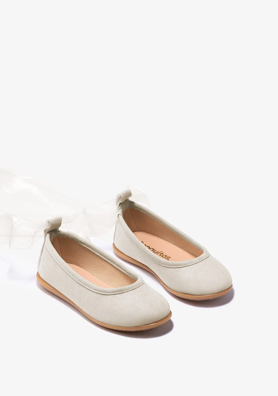 Girl's Beige Bow Ballerinas