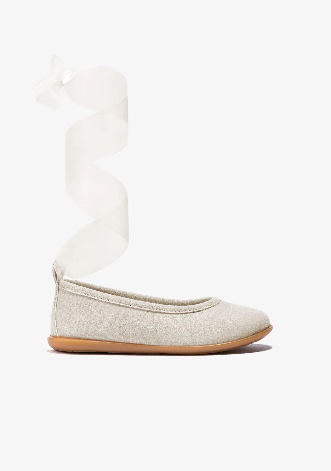 Girl's Beige Bow Ballerinas