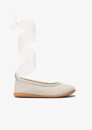 Girl's Beige Bow Ballerinas