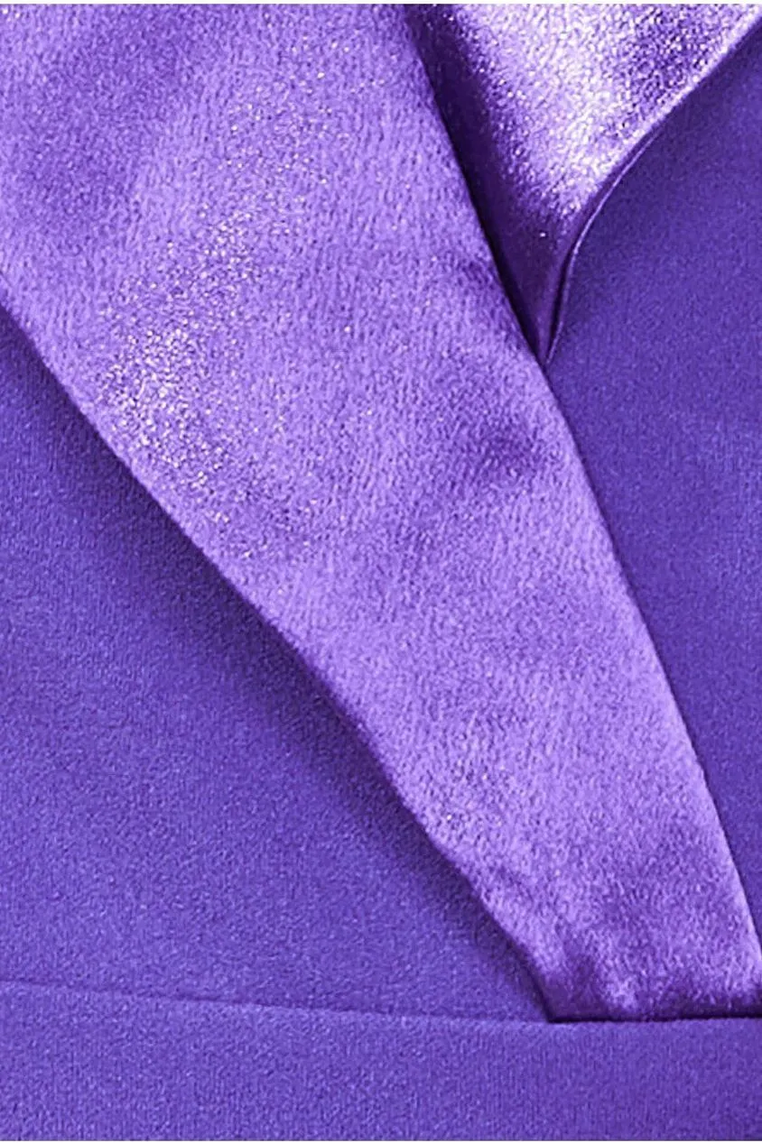 Goddiva Satin Collar Scuba Jumpsuit - Purple