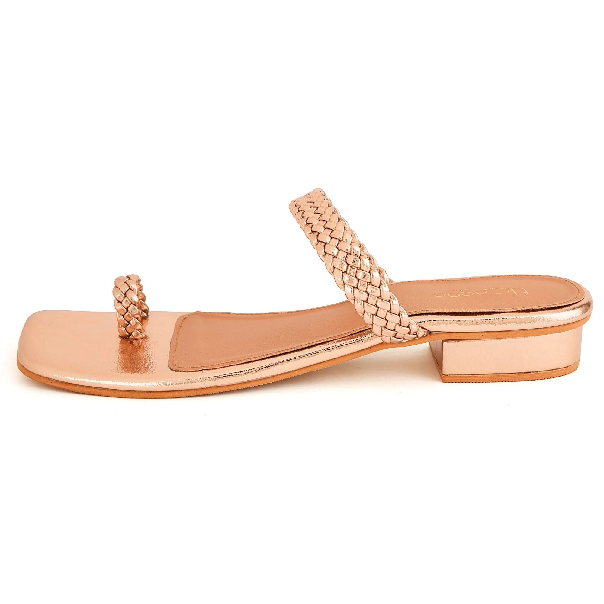 Golden Embroidered Strappy Flats