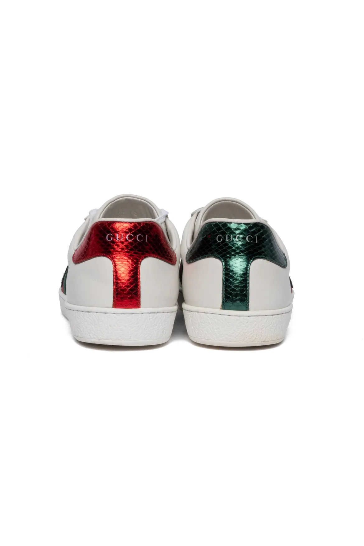 Gucci Size 8 Leather Ace Tiger Embroidered Sneakers