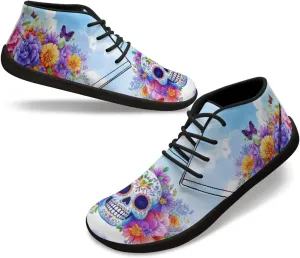 Howilath Skull Print Barefoot Shoes Men Wide Toe Box Low Zero Drop Sneaker Anti-Skid Low Top Minimalist Shoes