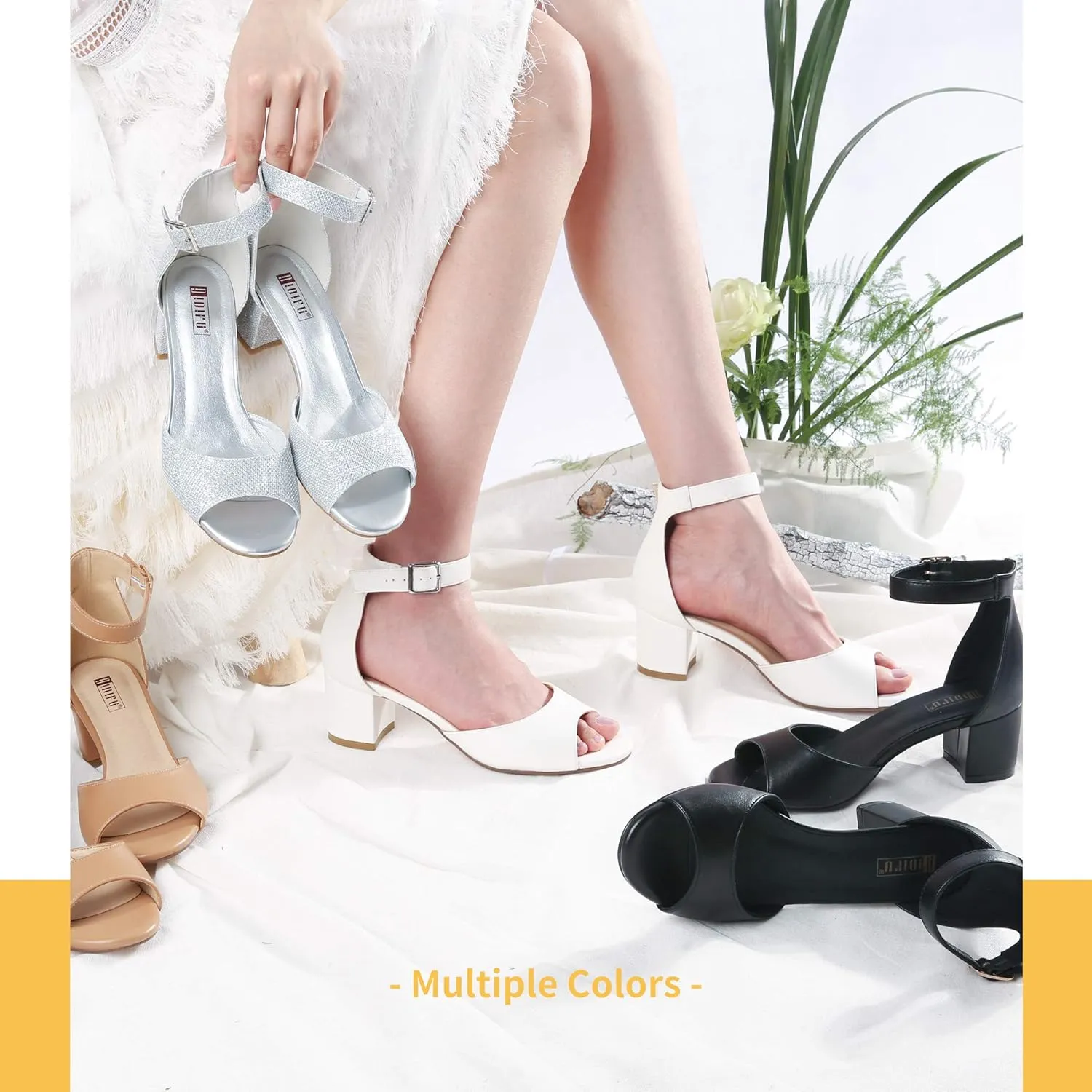 IDIFU Women's Candie Low Block Heels Sandals Peep Toe Chunky Ankle Strap Wedding Dress Shoes
