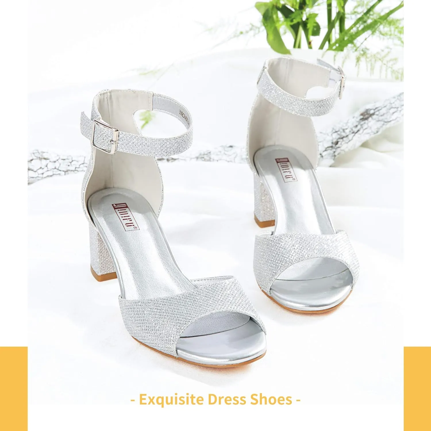 IDIFU Women's Candie Low Block Heels Sandals Peep Toe Chunky Ankle Strap Wedding Dress Shoes