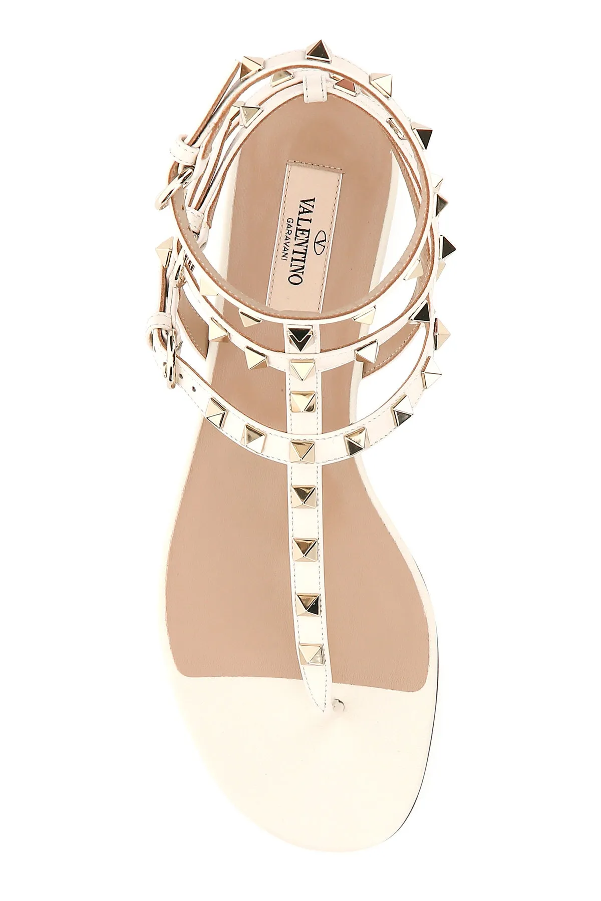 Ivory leather Rockstud thong sandals