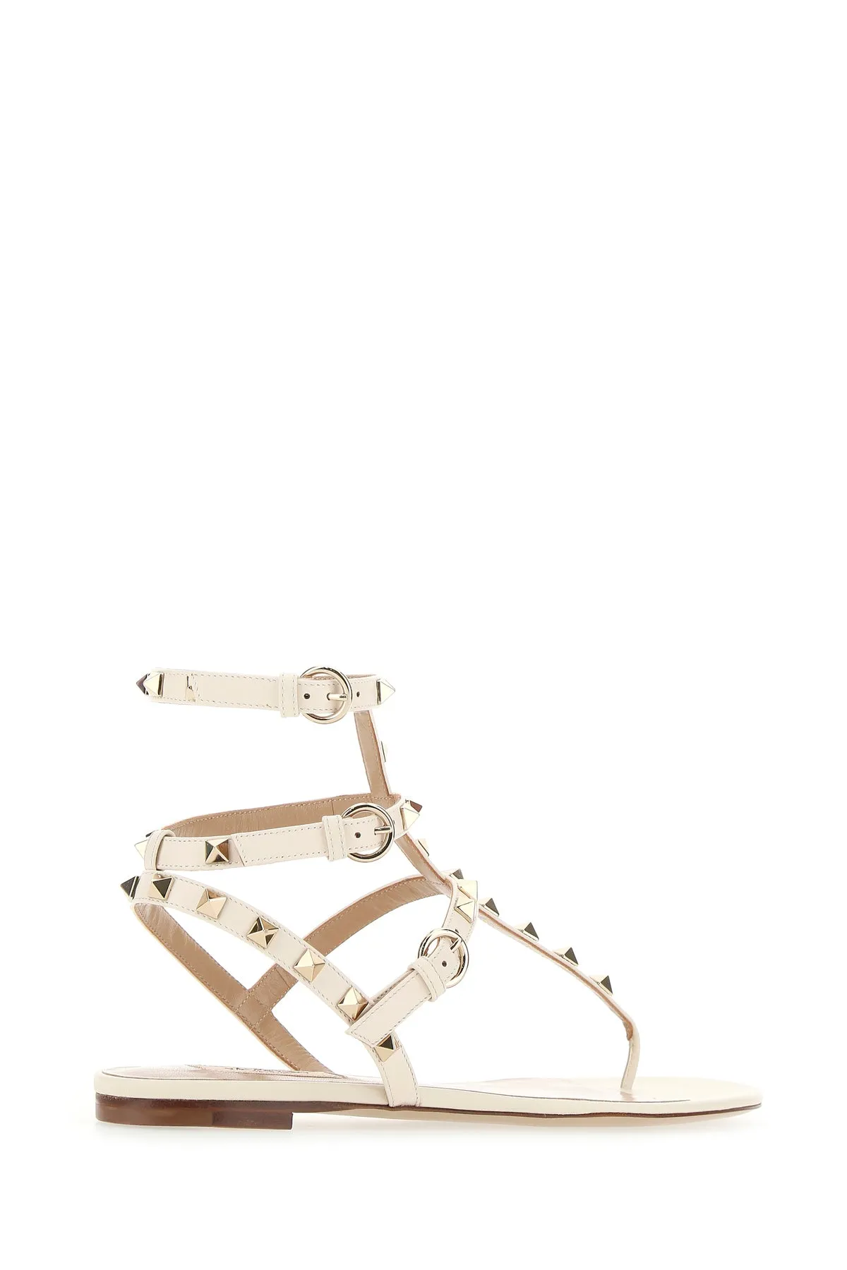 Ivory leather Rockstud thong sandals