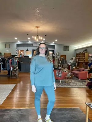 JADE BRUSHED EVERY DAY WEAR LONG SLEEVE SET TOP & PANT LEGGINGS