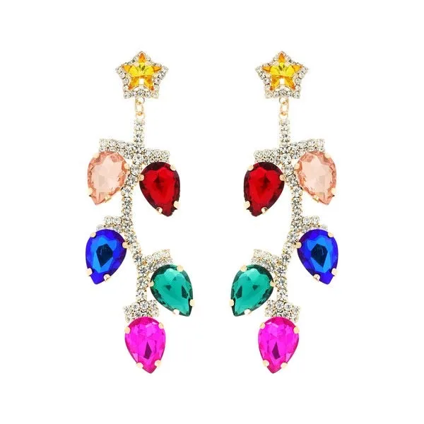 Jeweled Crystal Christmas Lights Earrings