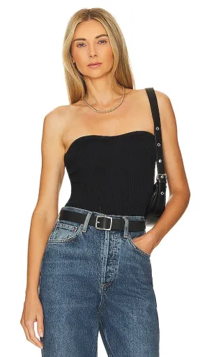 L'Academie Odin Rib Tube Top in Black